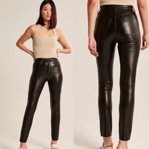 Abercrombie & Fitch black faux leather skinny high rise pants